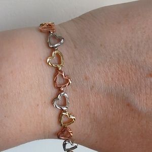 14k tri color gold heart bracelet - price firm